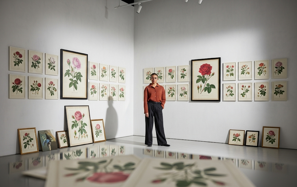 Antique rose botanical illustrations