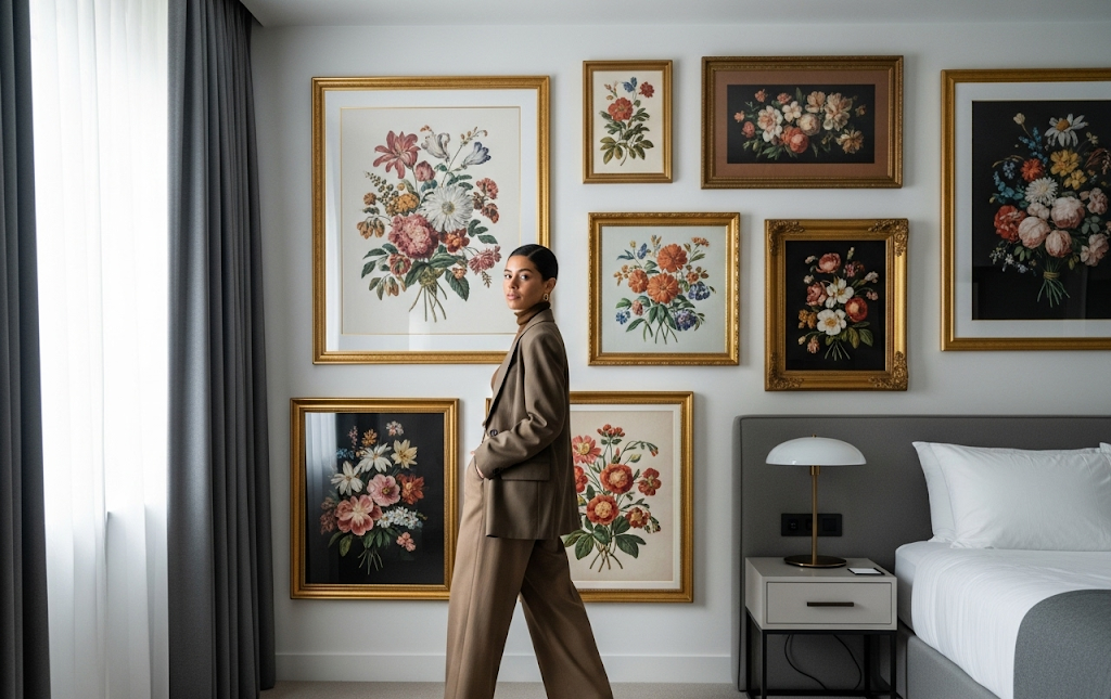 vintage floral bedroom wall