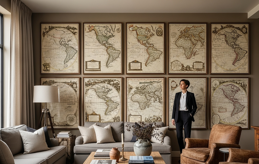 large antique map prints