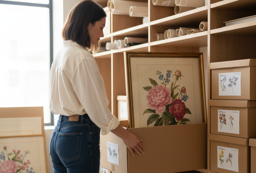 storing vintage floral artwork