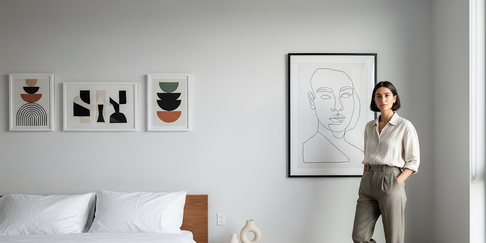 minimalist bedroom wall art