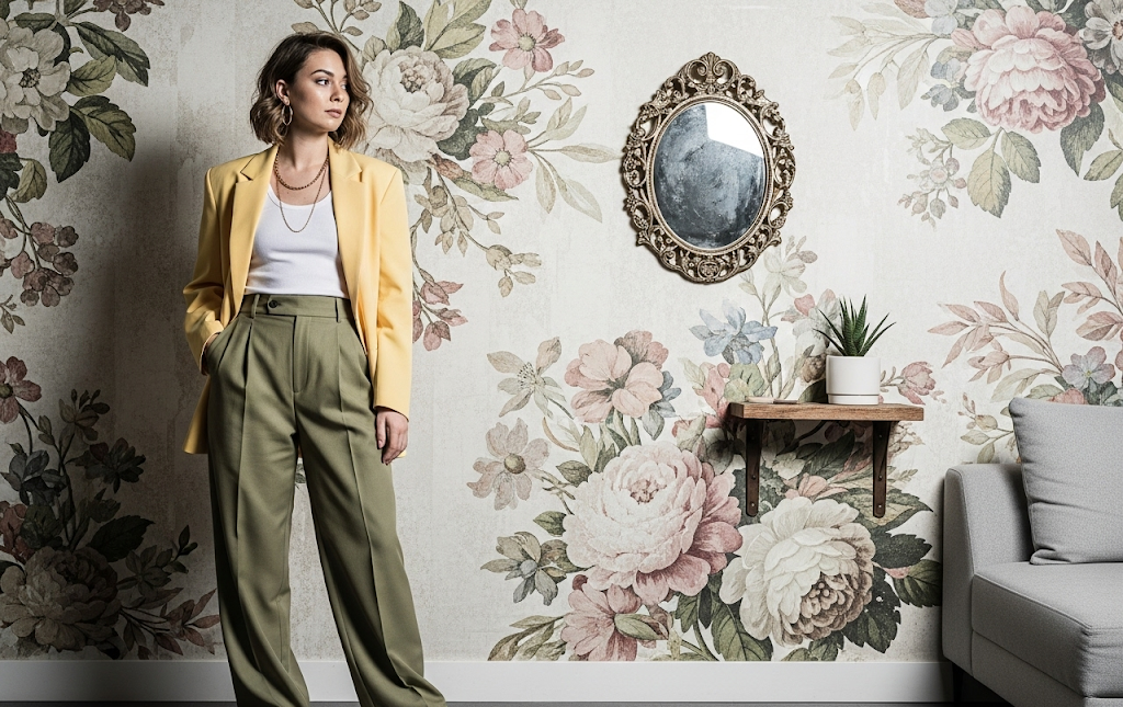 Shabby chic floral wall