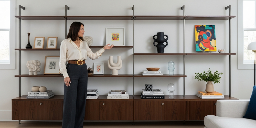 wall art open shelving