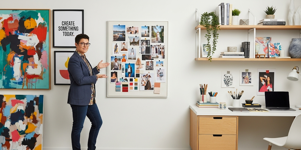 creative workspace wall art