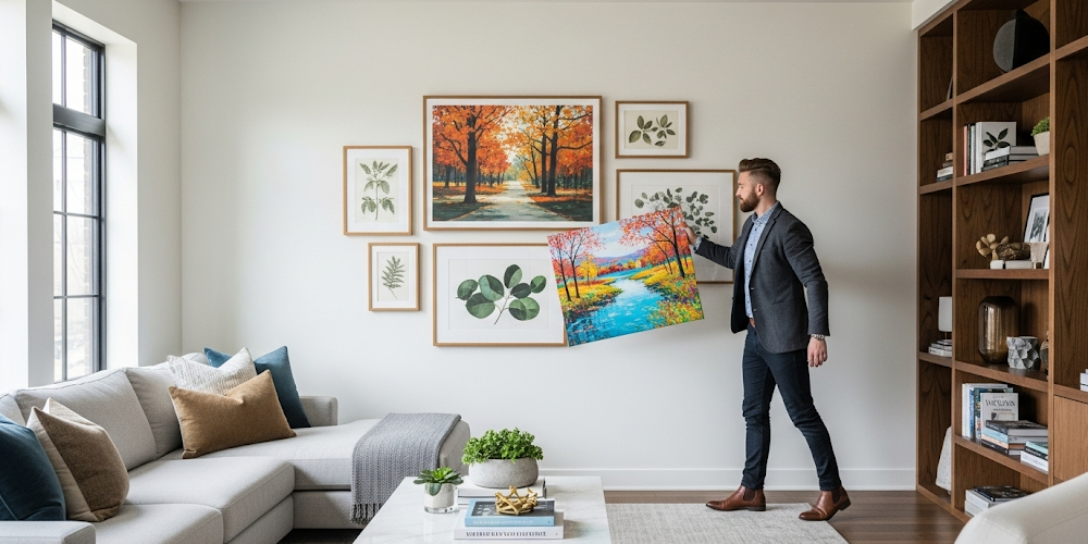 Seasonal wall art swaps