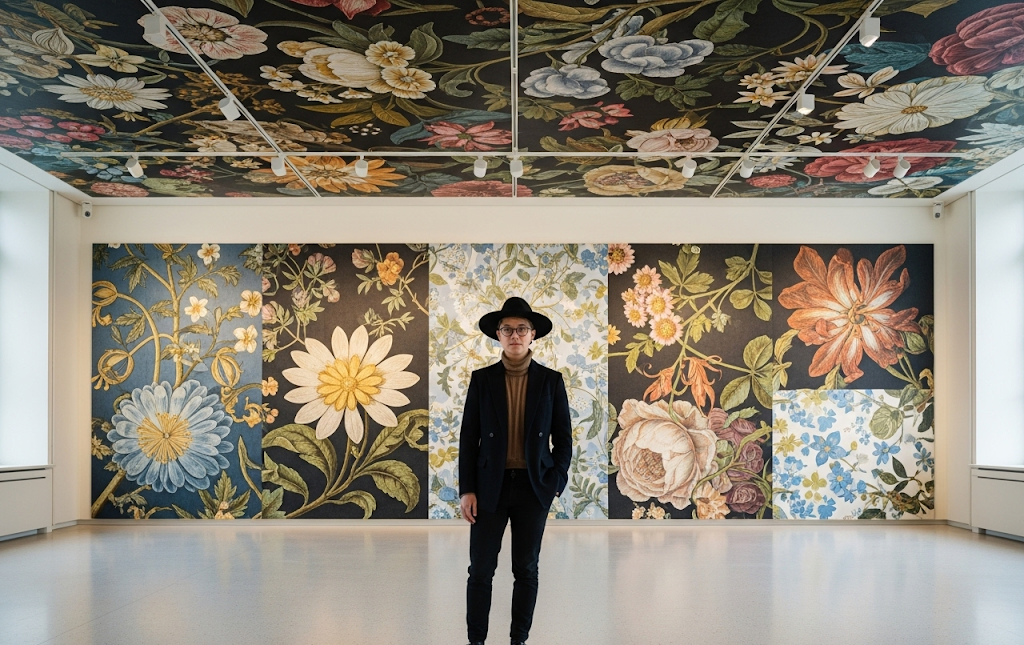 Vintage floral high ceiling