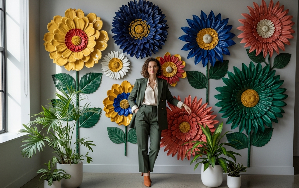 Statement vintage flower wall